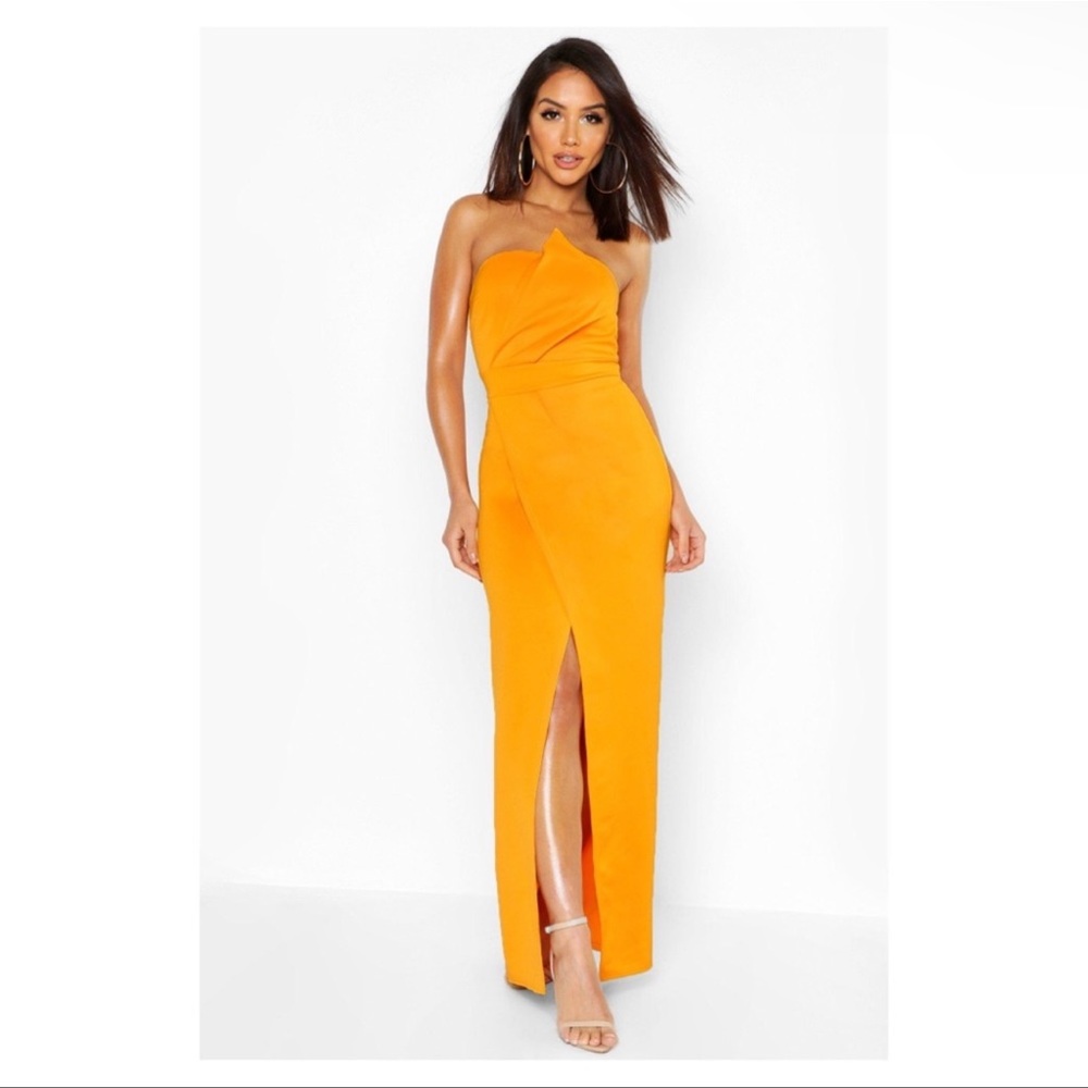 Bandeau Wrap Detail Split Maxi Dress